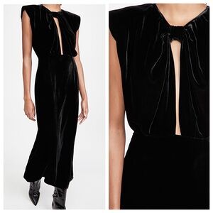 Magda Butrym Cut Out Gown Velour with padded shoulders